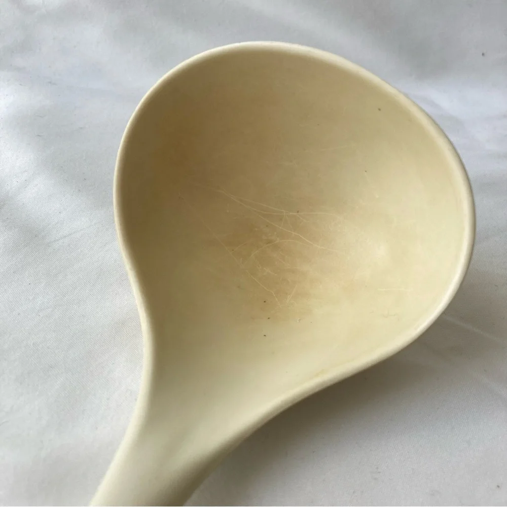 Vintage Nylon Soup Ladle Spoon Dipper Almond Beige Kitchen Utensil Taiwan Cook